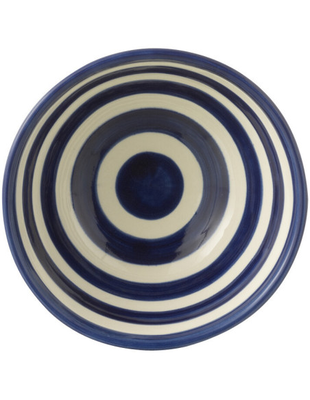 Petit Bol rond 14 cm en Céramique Bleu cobalt Blanc Motif lignes Granada - 2