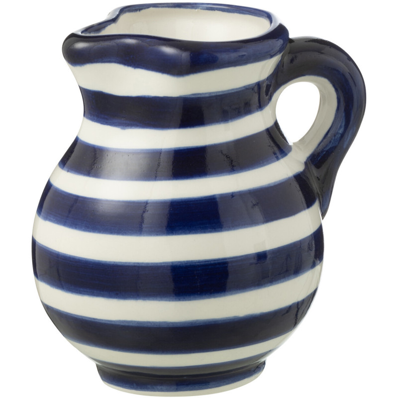 Petit Pichet original 500 ml en Céramique Bleu cobalt Blanc Motif lignes Granada - 1