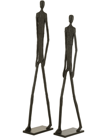 Grandes Sculptures abstraites Personnages en Métal Noir Doro (Lot de 2) - 1