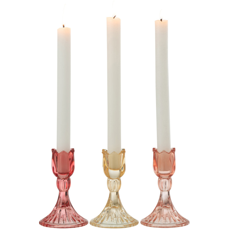 Bougeoir original Tulipe Hauteur 11 cm en Verre Rouge Jaune Orange Toli (Lot de 3) - 2