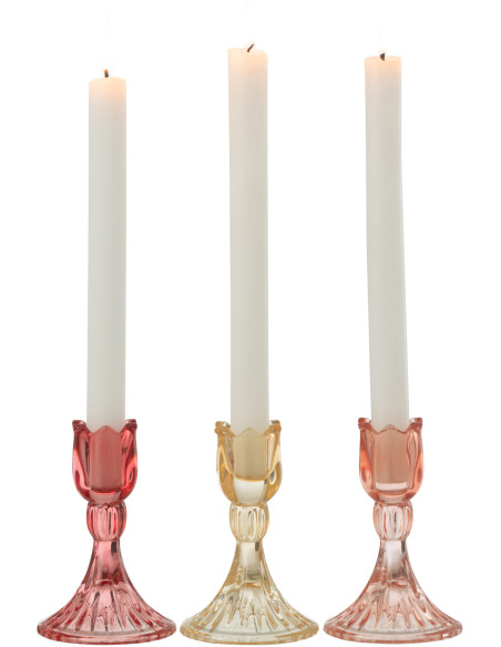 Bougeoir original Tulipe Hauteur 11 cm en Verre Rouge Jaune Orange Toli (Lot de 3) - 2