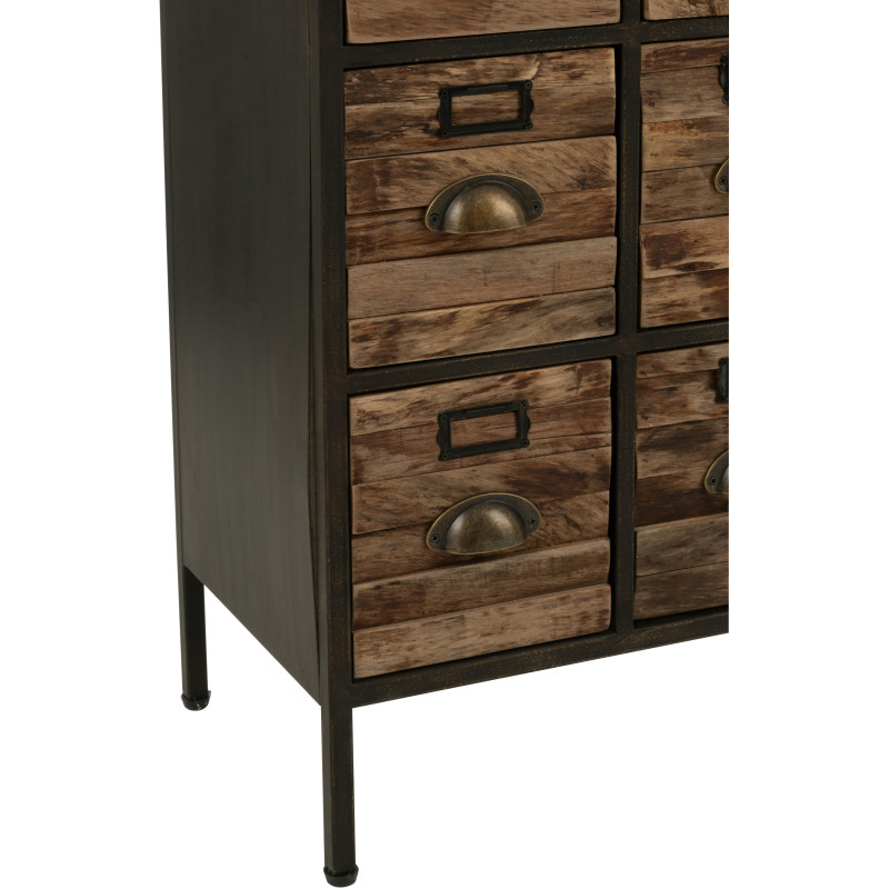 Meuble d'apothicaire vintage 16 tiroirs en Bois Marron Métal Noir Botaniel - 6