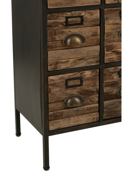 Meuble d'apothicaire vintage 16 tiroirs en Bois Marron Métal Noir Botaniel - 6