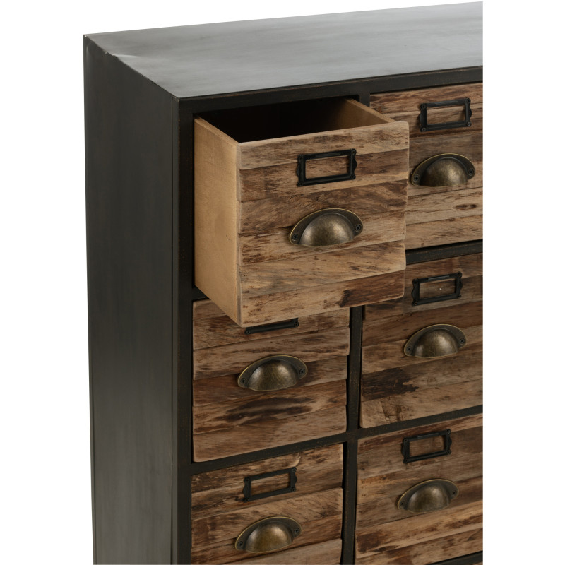 Meuble d'apothicaire vintage 16 tiroirs en Bois Marron Métal Noir Botaniel - 7
