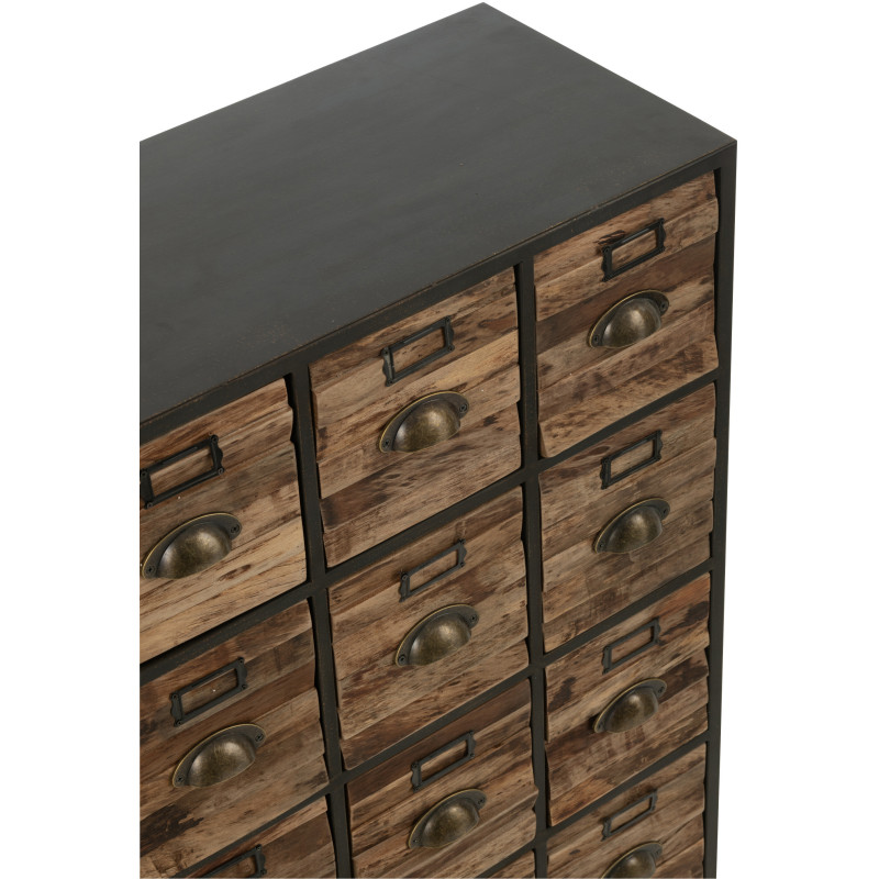 Meuble d'apothicaire vintage 16 tiroirs en Bois Marron Métal Noir Botaniel - 8