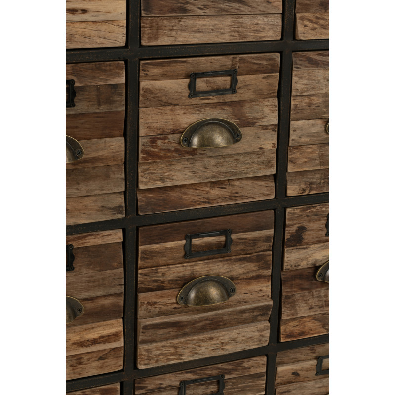 Meuble d'apothicaire vintage 16 tiroirs en Bois Marron Métal Noir Botaniel - 9