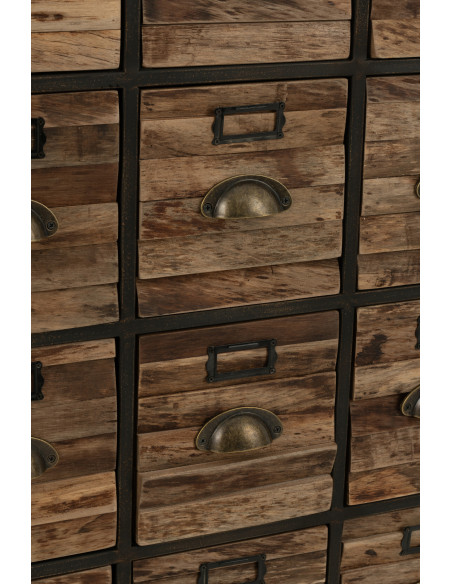 Meuble d'apothicaire vintage 16 tiroirs en Bois Marron Métal Noir Botaniel - 9