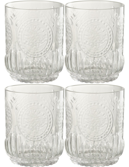 Verre à eau moderne 320 ml en Verre Transparent Maya (Lot de 4) J-Line - 1
