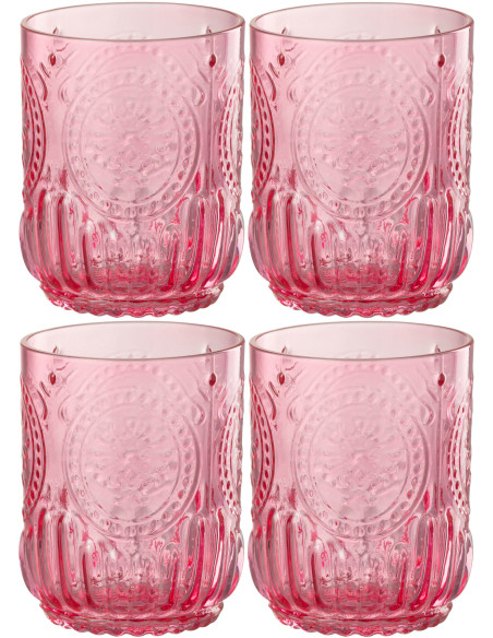 Verre à eau moderne 320 ml en Verre Rose fuchsia Maya (Lot de 4) J-Line - 1