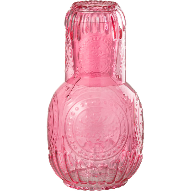 Carafe moderne 750 ml avec verre en Verre Rose fuchsia Maya - 2