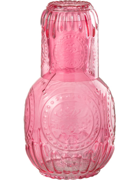 Carafe moderne 750 ml avec verre en Verre Rose fuchsia Maya - 2