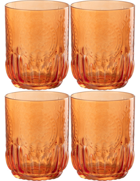 Verre à eau moderne 320 ml en Verre Orange Maya (Lot de 4) J-Line - 1