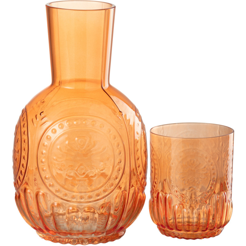 Carafe moderne 750 ml avec verre en Verre Orange Maya - 1