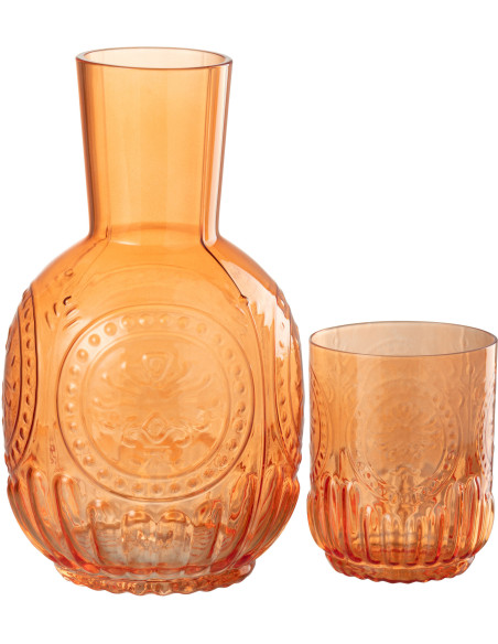 Carafe moderne 750 ml avec verre en Verre Orange Maya - 1