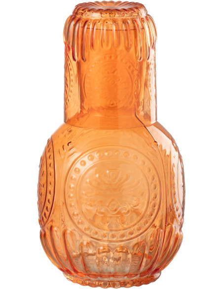 Carafe moderne 750 ml avec verre en Verre Orange Maya - 2