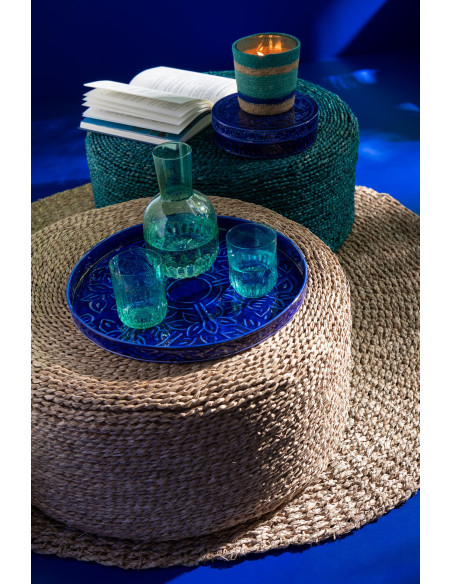 Carafe moderne 750 ml avec verre en Verre Bleu turquoise Maya - 2