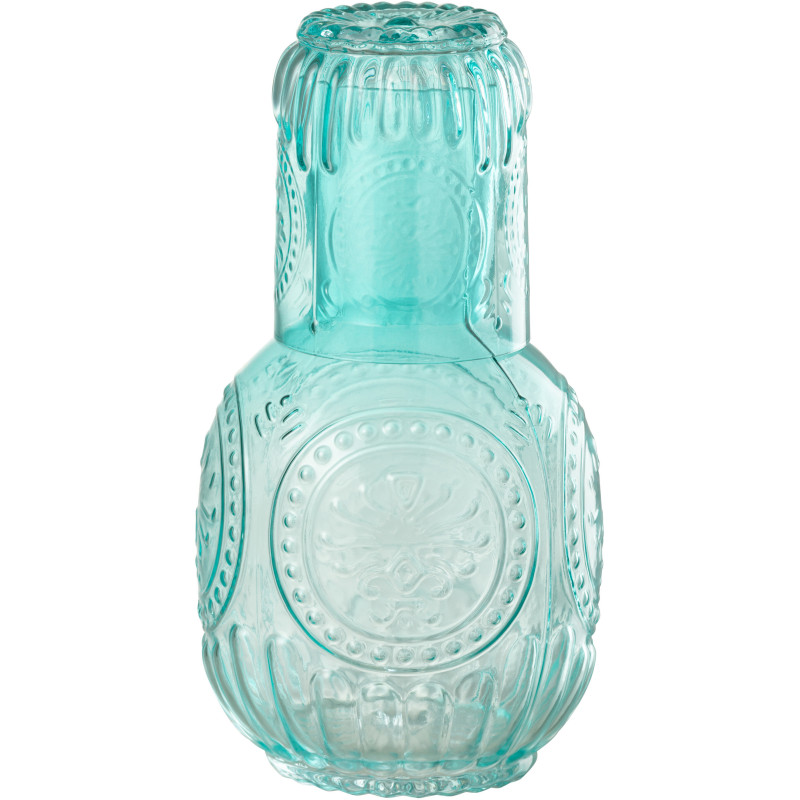 Carafe moderne 750 ml avec verre en Verre Bleu turquoise Maya - 3