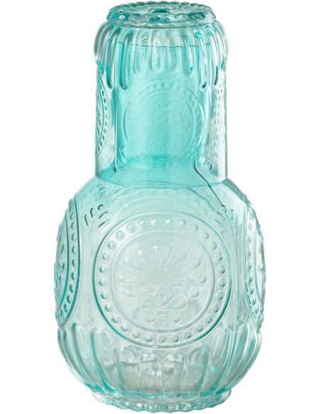 Carafe moderne 750 ml avec verre en Verre Bleu turquoise Maya - 3