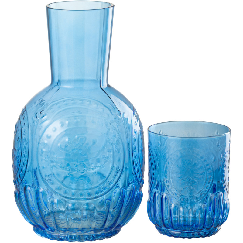 Carafe moderne 750 ml avec verre en Verre Bleu Maya - 1