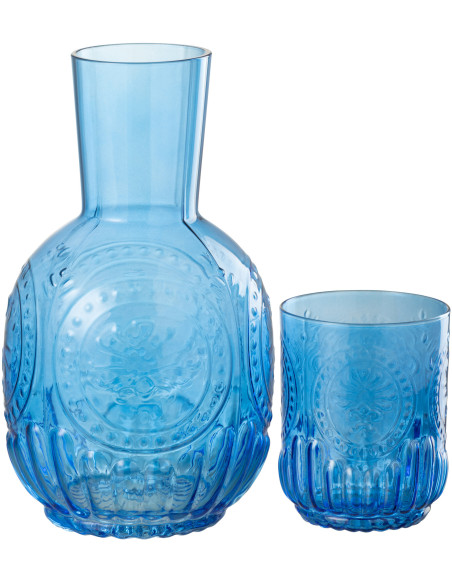 Carafe moderne 750 ml avec verre en Verre Bleu Maya - 1