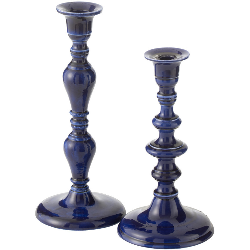 Grand Bougeoir moderne Hauteur 52 cm en Métal Bleu foncé Nag - 3