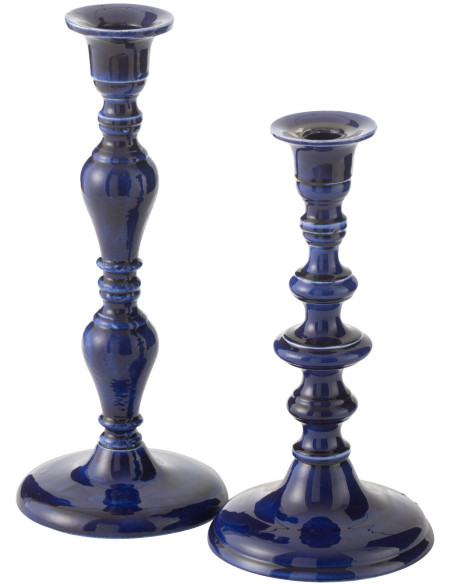 Grand Bougeoir moderne Hauteur 52 cm en Métal Bleu foncé Nag - 3