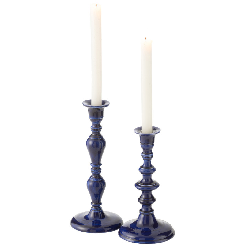 Grand Bougeoir moderne Hauteur 52 cm en Métal Bleu foncé Nag - 4