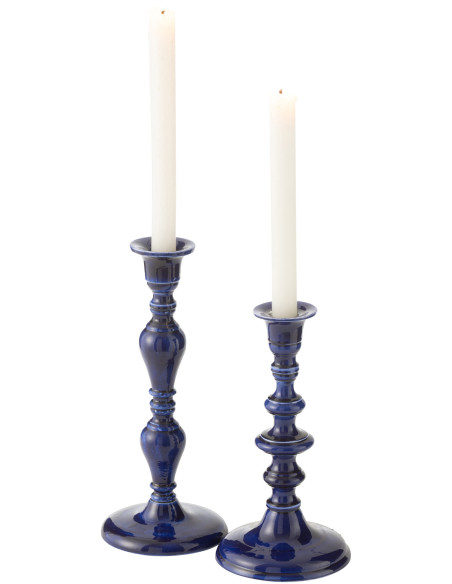 Grand Bougeoir moderne Hauteur 52 cm en Métal Bleu foncé Nag - 4