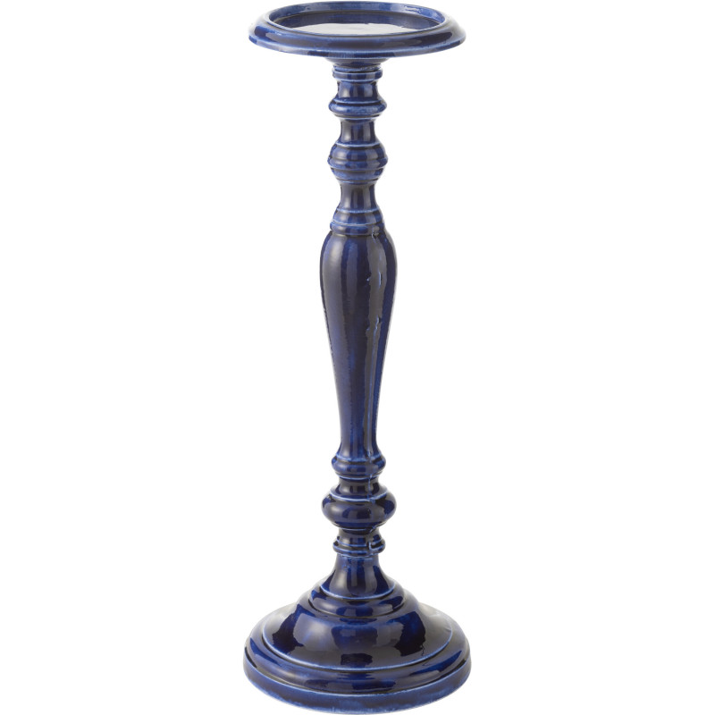Bougeoir Porte bougie moderne Hauteur 26 cm en Métal Bleu foncé Nag - 1