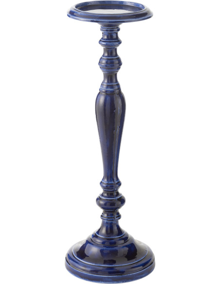 Bougeoir Porte bougie moderne Hauteur 26 cm en Métal Bleu foncé Nag - 1