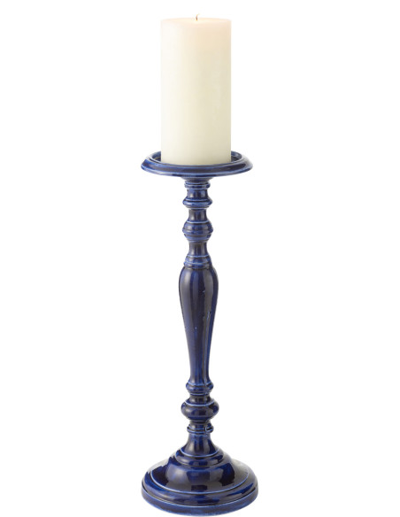 Bougeoir Porte bougie moderne Hauteur 26 cm en Métal Bleu foncé Nag - 2
