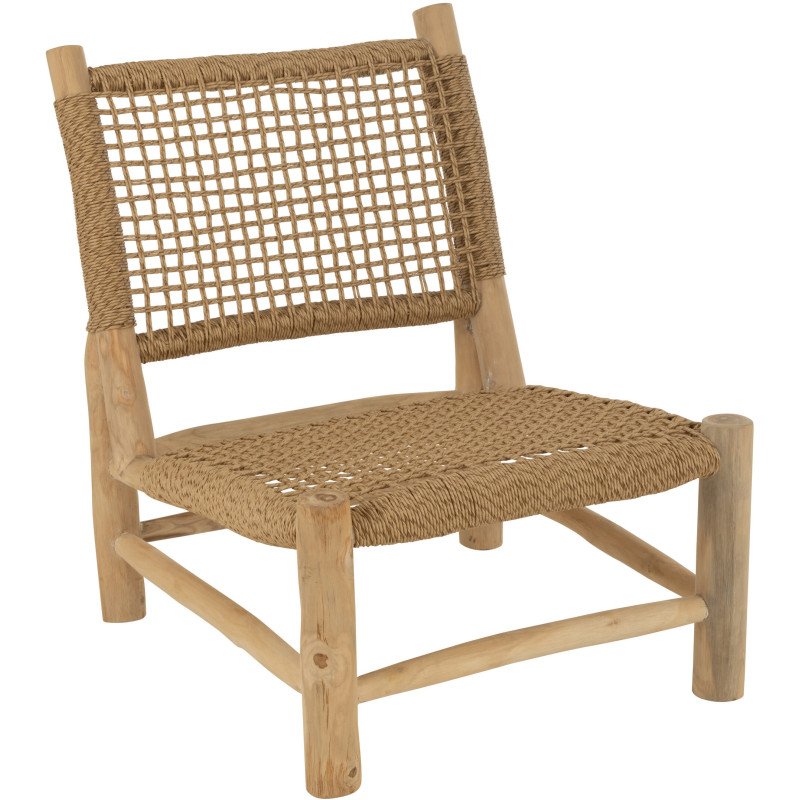 Fauteuil bas bord de mer en Bois de teck Résine synthétique Naturel Vita - 1