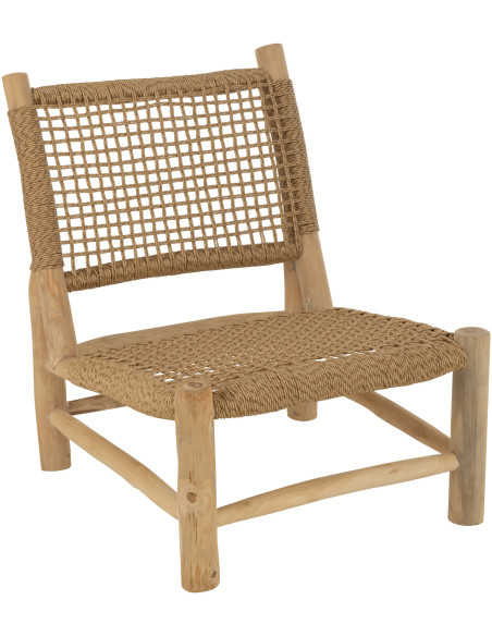 Fauteuil bas bord de mer en Bois de teck Résine synthétique Naturel Vita - 1