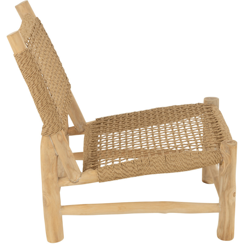 Fauteuil bas bord de mer en Bois de teck Résine synthétique Naturel Vita - 4