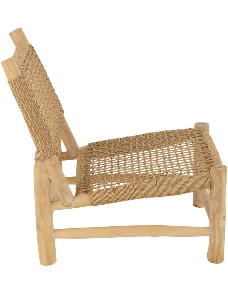 Fauteuil bas bord de mer en Bois de teck Résine synthétique Naturel Vita - 4