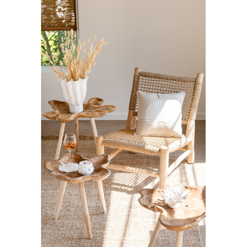 Fauteuil bas bord de mer en Bois de teck Résine synthétique Naturel Vita - 12