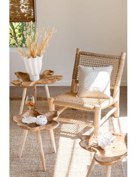 Fauteuil bas bord de mer en Bois de teck Résine synthétique Naturel Vita - 12
