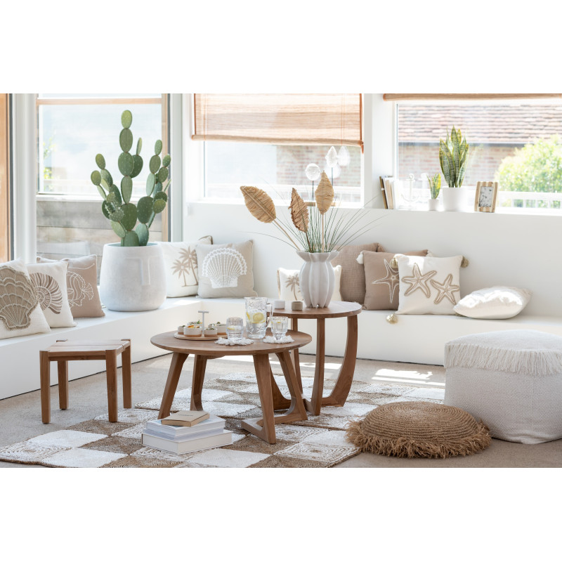 Table d'appoint bord de mer Ronde en Bois de teck Naturel Bruni - 8