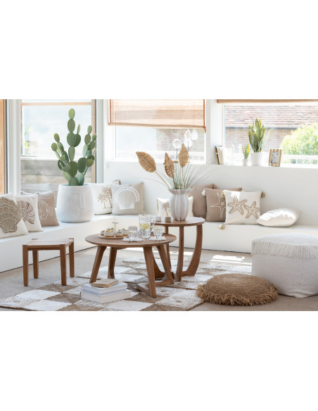 Table d'appoint bord de mer Ronde en Bois de teck Naturel Bruni - 8