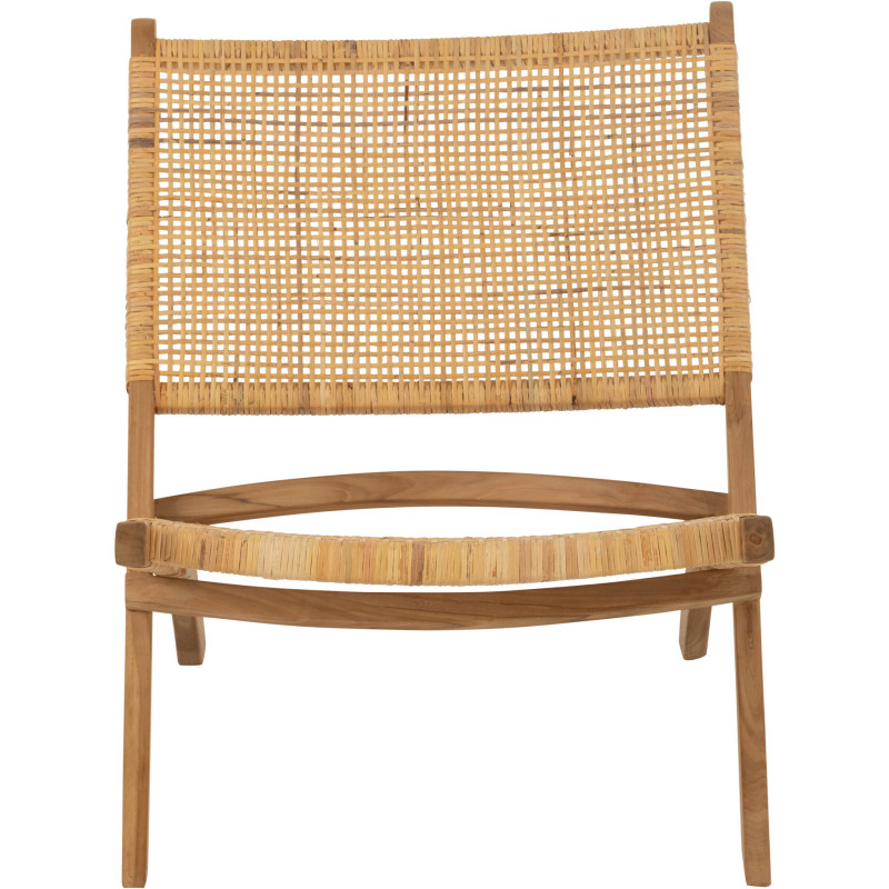 Fauteuil bas plaint bord de mer en Bois de teck Rotin Naturel Cannage Vamo - 3