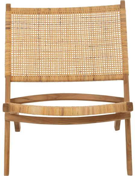 Fauteuil bas plaint bord de mer en Bois de teck Rotin Naturel Cannage Vamo - 3