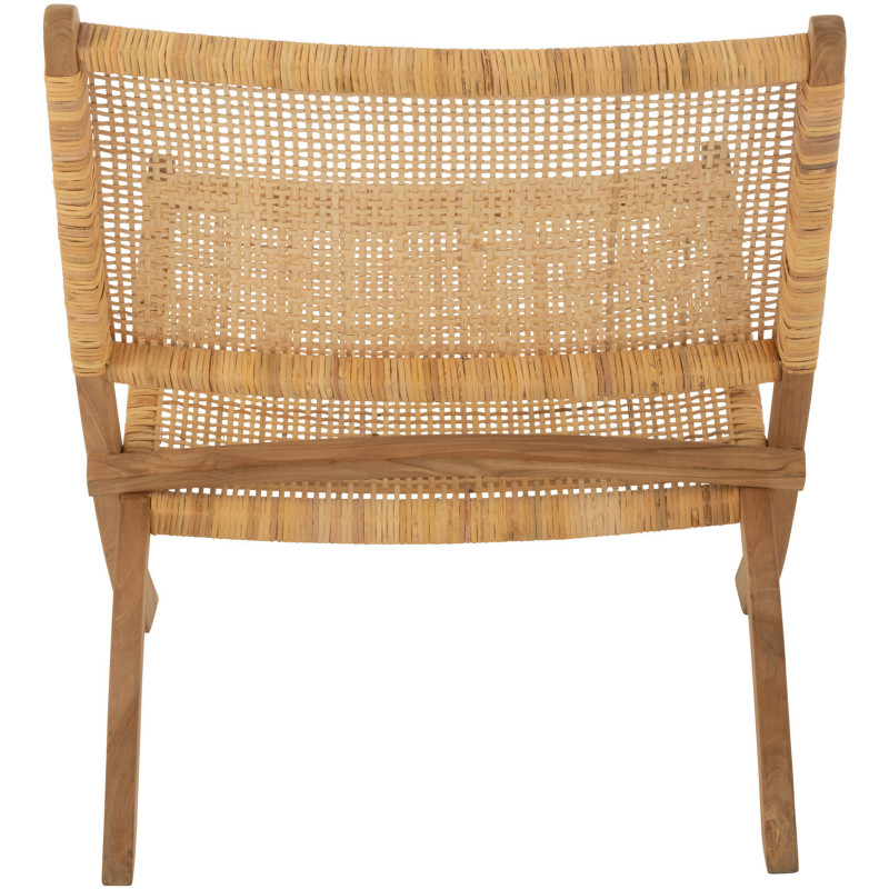 Fauteuil bas plaint bord de mer en Bois de teck Rotin Naturel Cannage Vamo - 5