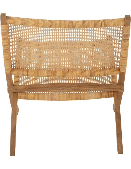 Fauteuil bas plaint bord de mer en Bois de teck Rotin Naturel Cannage Vamo - 5