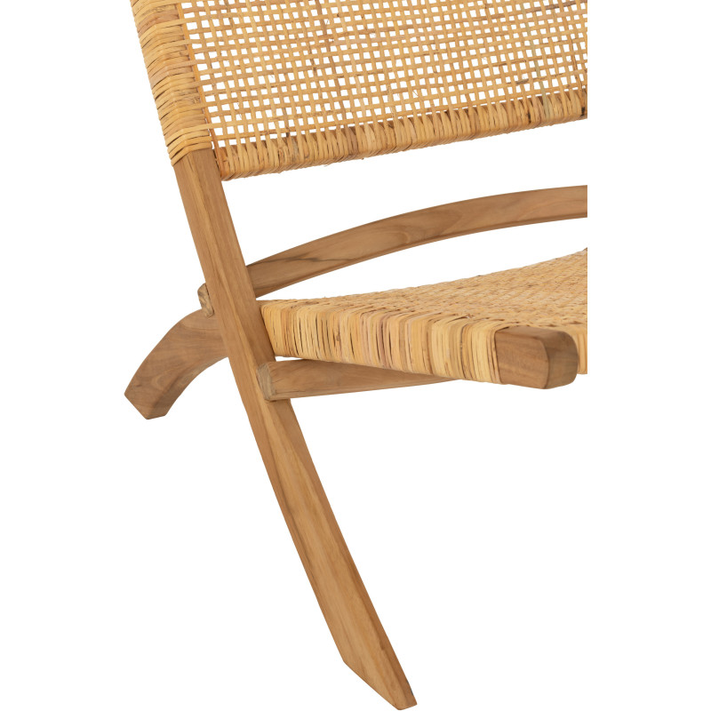 Fauteuil bas plaint bord de mer en Bois de teck Rotin Naturel Cannage Vamo - 6