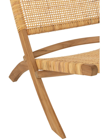 Fauteuil bas plaint bord de mer en Bois de teck Rotin Naturel Cannage Vamo - 6