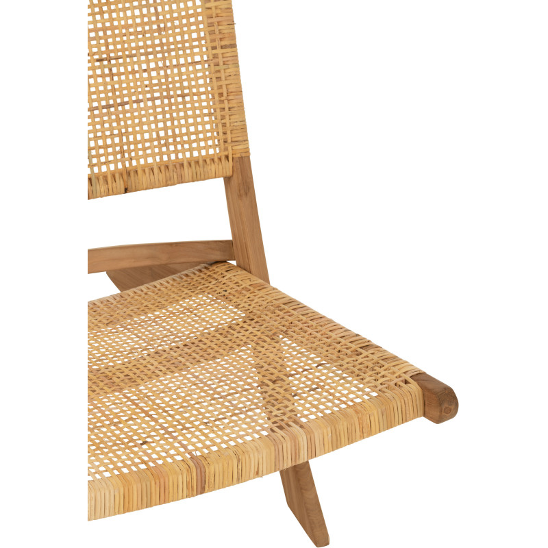 Fauteuil bas plaint bord de mer en Bois de teck Rotin Naturel Cannage Vamo - 7