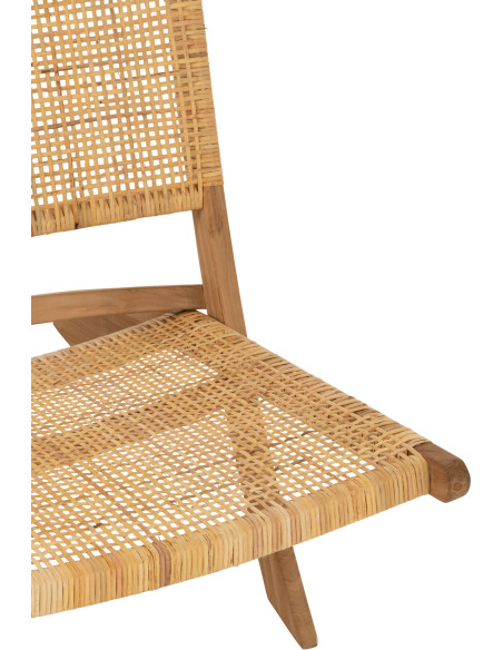 Fauteuil bas plaint bord de mer en Bois de teck Rotin Naturel Cannage Vamo - 7