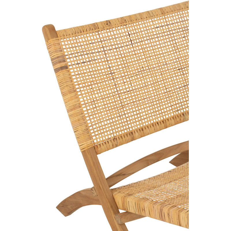 Fauteuil bas plaint bord de mer en Bois de teck Rotin Naturel Cannage Vamo - 8