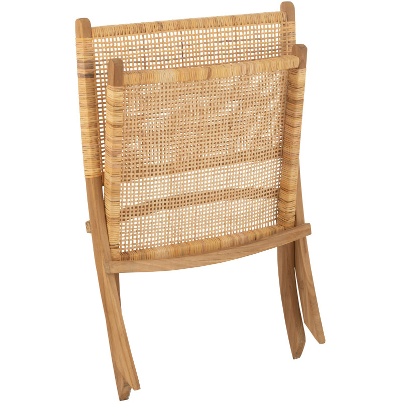 Fauteuil bas plaint bord de mer en Bois de teck Rotin Naturel Cannage Vamo - 9