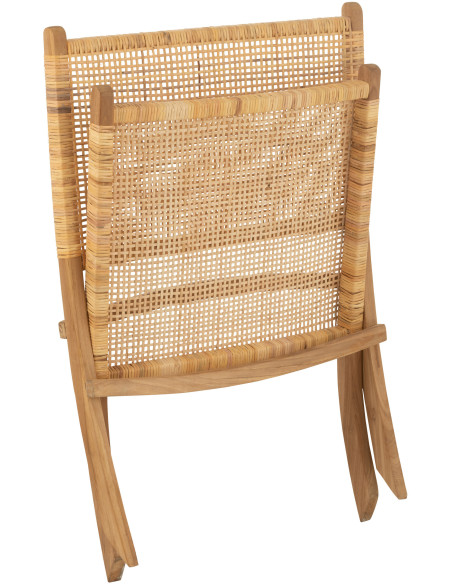 Fauteuil bas plaint bord de mer en Bois de teck Rotin Naturel Cannage Vamo - 9